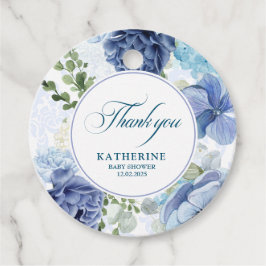 Baby in bloei waterverf bloemenblauw baby shower bedankjes labels