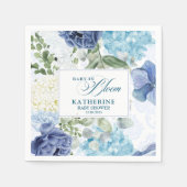 Baby in bloei waterverf bloemenblauw baby shower servet (Voorkant)