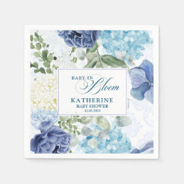 Baby in bloei waterverf bloemenblauw baby shower servet