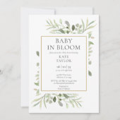 Baby in bloei Waterverf groen Baby shower Kaart (Voorkant)