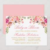 Baby in bloei Waterverf roze bloemendouche Kaart (Voorkant / Achterkant)