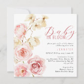 Baby in bloei Waterverf roze bloemig Baby shower Kaart (Voorkant)
