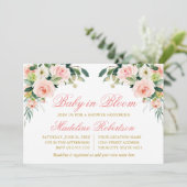 Baby in bloei Waterverf roze wit bloemendouche Kaart (Staand voorkant)