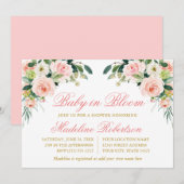 Baby in bloei Waterverf roze wit bloemendouche Kaart (Voorkant / Achterkant)