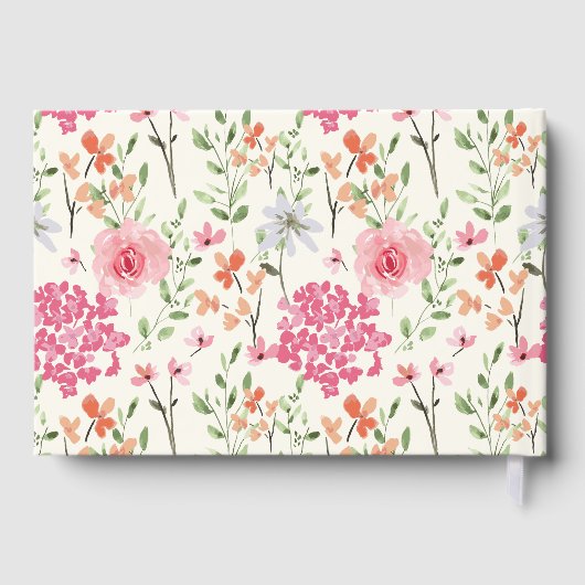 Baby in bloei Waterverf wilde bloemen roze goud Gastenboek (Achterkant)