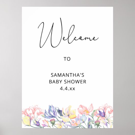 Baby in bloei Welkom in baby shower Poster (Voorkant)