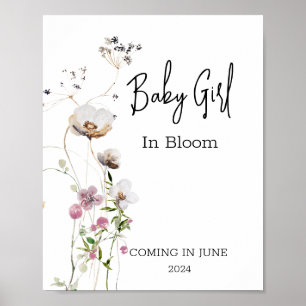 Baby in bloei wild bloem douche meisje poster