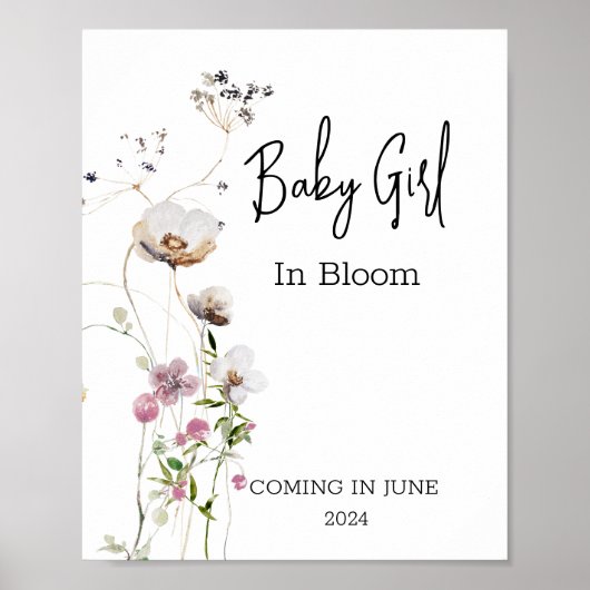 Baby in bloei wild bloem douche meisje poster (Voorkant)