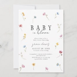 Baby in bloei Wilde bloemen baby shower Kaart