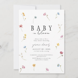 Baby in bloei Wilde bloemen baby shower Kaart