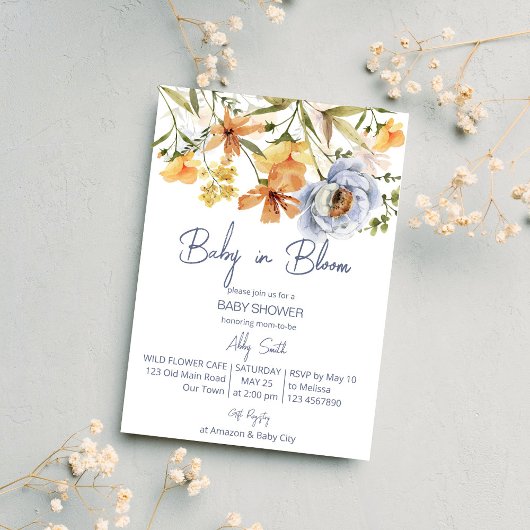 Baby in bloei wilde bloemen baby shower kaart