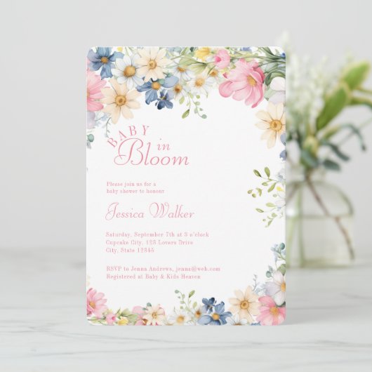 BABY IN BLOEI! Wildflower, Baby shower Kaart (Staand voorkant)