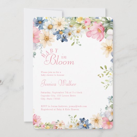 BABY IN BLOEI! Wildflower, Baby shower Kaart (Voorkant)