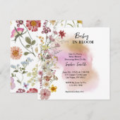 Baby in bloei Wildflower Baby shower Uitnodiging (Voorkant / Achterkant)