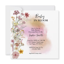 Baby in bloei Wildflower Baby shower Uitnodiging