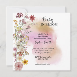 Baby in bloei Wildflower Baby shower Uitnodiging