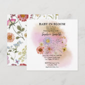 Baby in bloei Wildflower Baby shower Uitnodiging (Voorkant / Achterkant)