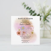 Baby in bloei Wildflower Baby shower Uitnodiging (Staand voorkant)