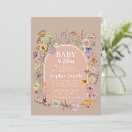 Baby in bloei Wildflower Blush Pink Kaart (Staand voorkant)