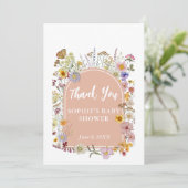 Baby In bloei Wildflower Dusty Pink Bedankkaart (Staand voorkant)