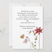 Baby In bloei Wildflower Dusty Pink Bedankkaart (Achterkant)