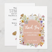 Baby In bloei Wildflower Dusty Pink Bedankkaart (Voorkant / Achterkant)