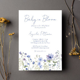Baby in bloei Wildflower stoffig blauw baby shower Kaart