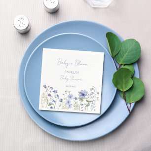 Baby in bloei Wildflower stoffig blauw baby shower Servet