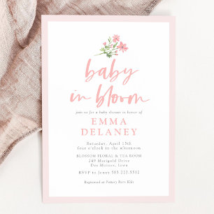 Baby in bloei zacht roze Baby shower Kaart