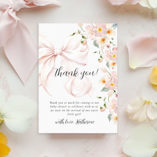 Baby in bloei zacht roze boog Baby shower uitnodig Bedankkaart