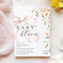 Baby in bloei zacht roze boog Baby shower uitnodig
