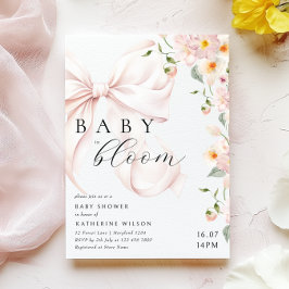 Baby in bloei zacht roze boog Baby shower uitnodig Kaart