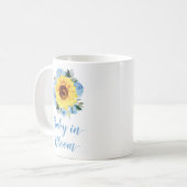 Baby in bloei zonnebloem stoffig blauw bloemetje koffiemok (Voorkant links)