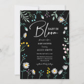 Baby in bloei zwart daisy Baby shower Kaart (Voorkant)