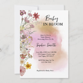 Baby In bloeiende wilde bloem Watercolor Kaart