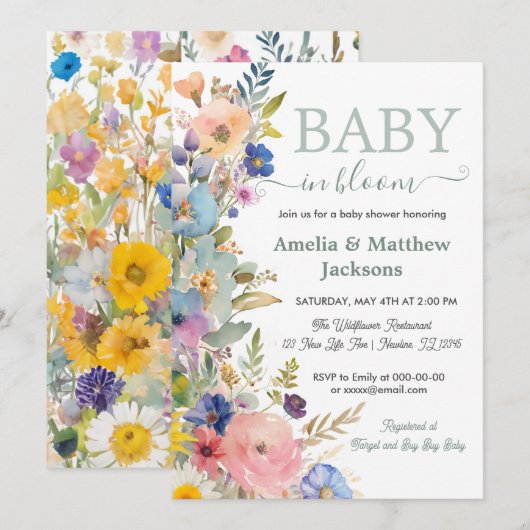 Baby in bloem bloemen wild geslachtsneutraal kaart (Voorkant / Achterkant)