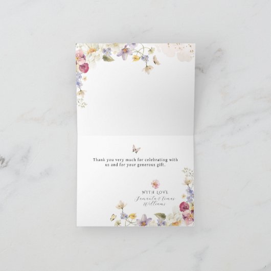 Baby in bloem Wildflower Rustisch Baby shower Bedankkaart (Binnen)