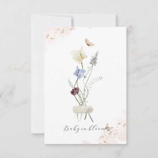 Baby in bloem Wildflower Rustisch Baby shower Bedankkaart (Achterkant)