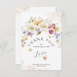 Baby in bloem Wildflower Rustisch Baby shower Bedankkaart