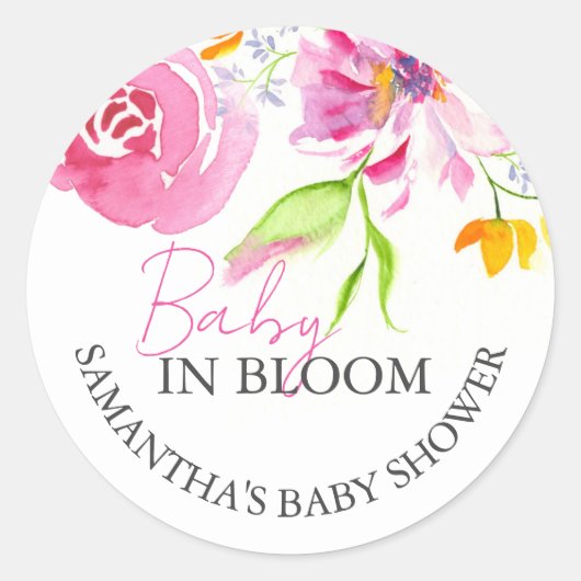 Baby in bloementhema dank u ronde sticker (Voorkant)