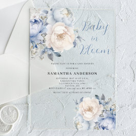 Baby in bloesem blauw bloemenjongen Baby shower Acryl Uitnodigingen