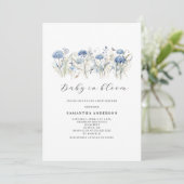 Baby in bloesem blauw bloemenjongen Baby shower Kaart (Staand voorkant)