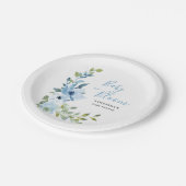 Baby in bloesem blauw bloemenjongen Baby shower Papieren Bordje (Gekanteld)
