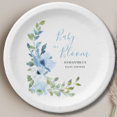 Baby in bloesem blauw bloemenjongen Baby shower Papieren Bordje