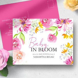 Baby in bloesem bloemendouche Waterverf Briefkaart