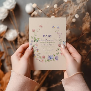 Baby in bloesem bloemendouche Waterverf Kaart