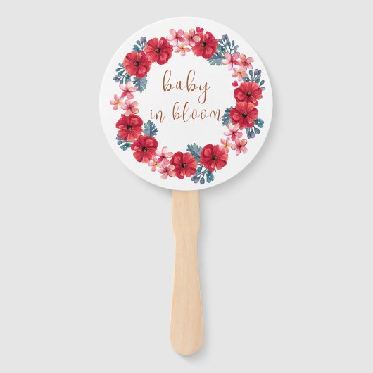 Baby in bloesem bloemenkrans Baby shower Handwaaier (Voorkant)