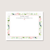 Baby in bloesem blush roze rozen nieuwe baby meisj bedankkaart