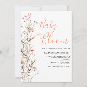 Baby in bloesem perzik bloemenmeisje Baby shower Kaart