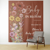 Baby in Bloom Achtergrond Wildflower Baby shower Wandkleed (In situ)